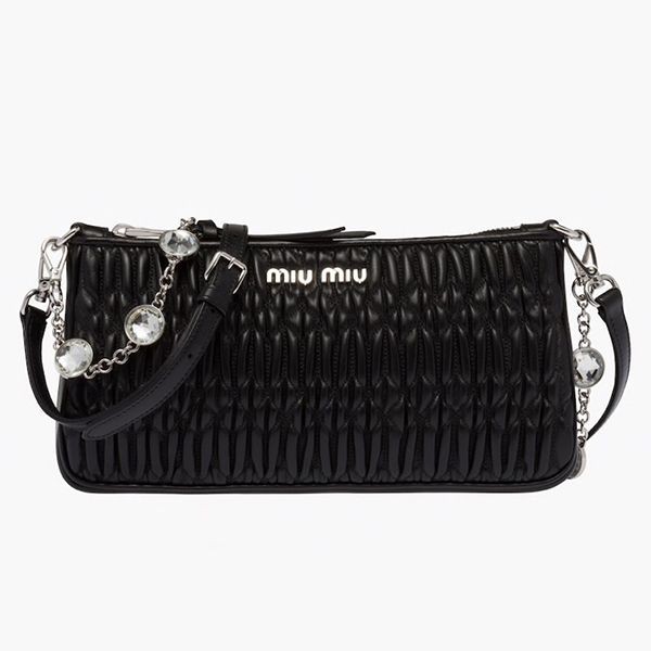 新作☆22SS【MiuMiu】ナッパレザー クリスタル ショルダーバッグ コピー 4色