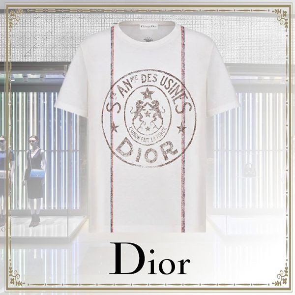 ★オシャレ★ディオール コットンジャージー & リネン Tシャツ パロディ243T09A4426X0200