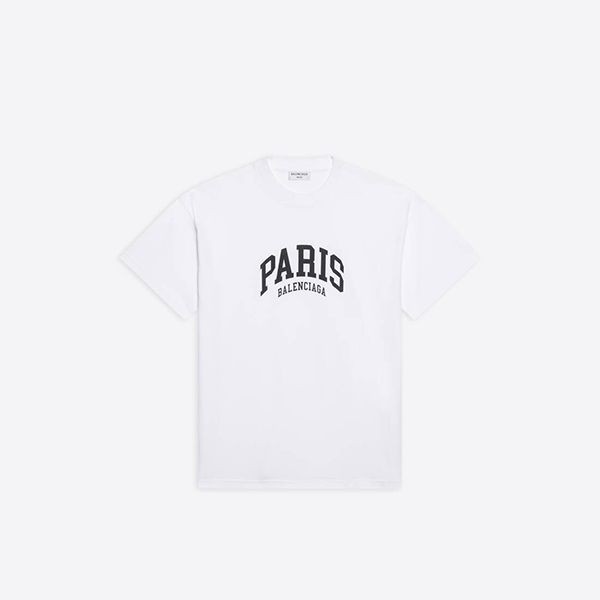 ◆バレンシアガ◆CITIES PARIS ロゴ ウィメンズ コットンTシャツ パロディ3色612965TLVL71070