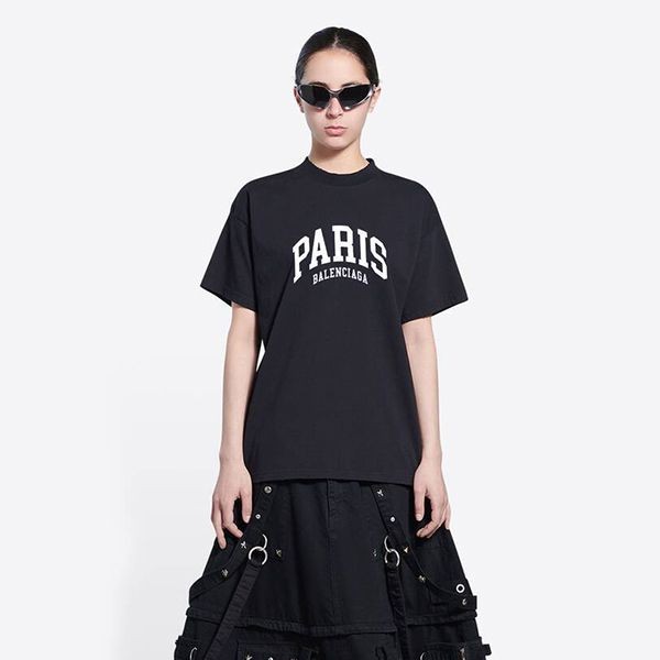 ◆バレンシアガ◆CITIES PARIS ロゴ ウィメンズ コットンTシャツ パロディ3色612965TLVL71070