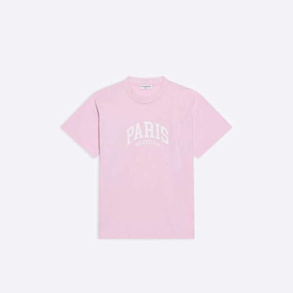 ◆バレンシアガ◆CITIES PARIS ロゴ ウィメンズ コットンTシャツ パロディ3色612965TLVL71070