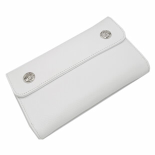 クロムハーツ財布コピー ウェーブ・クロスボタン・ホワイトウォレット Wave Wallet White Leather w/Cross Buttons chw05