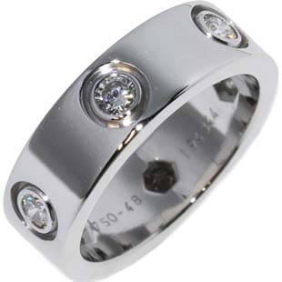 カルティエ K18WG フルダイヤ ラブリング 指輪  B40270 新品