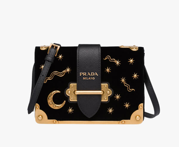 【2017新作♪】PRADA プラダスーパーコピー*カイエベルベット夜空柄ショルダーバッグ 1BH018_2EKN