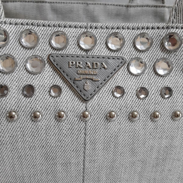 PRADAプラダスーパーコピー ♪[EMS配送]2wayクリスタルスタッズデニムト−ト[М]BIANCO B2642O