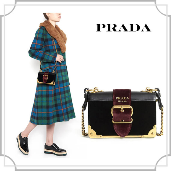 関税込☆LEATHER CAHIER VELVET MINI SHOULDER BAG☆PRADA 1BH0182ENUF0H77