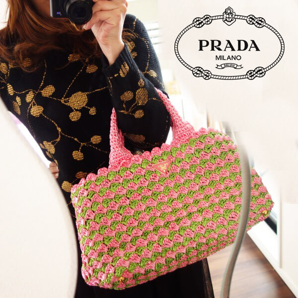 国内即納PRADA★RAFIA★ラフィアトートバックラージL★BN2302