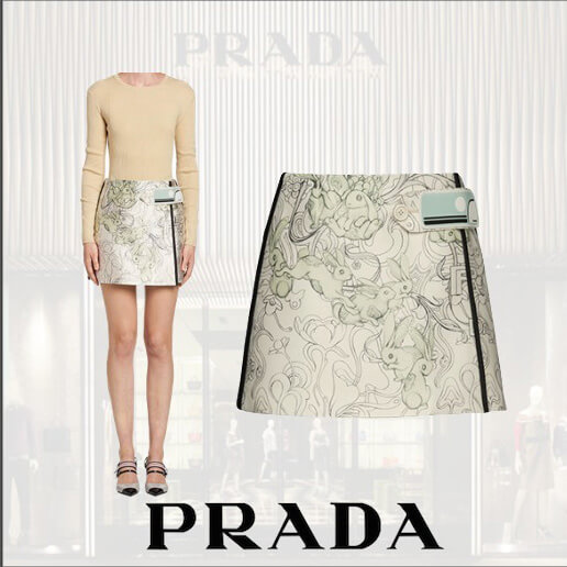 PRADA プリントサテンスカート PRADA ミニスカート