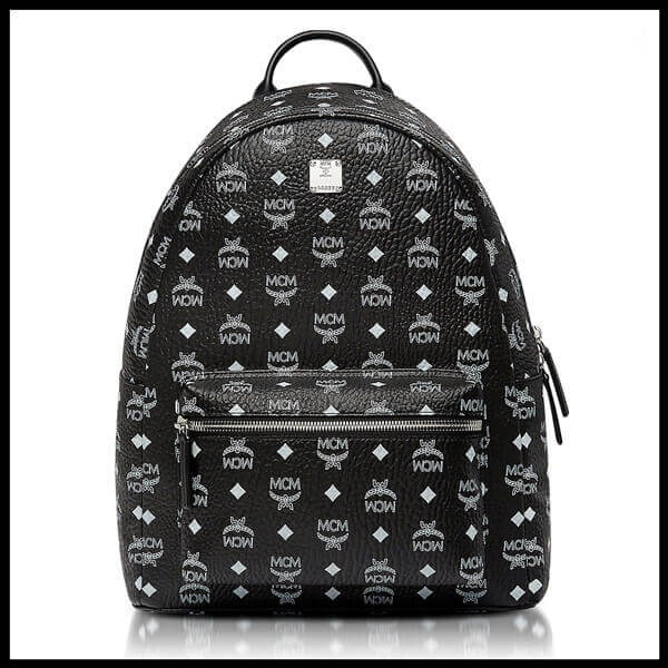 MCM リュック Black M White Logo Visetos Stark バックパック