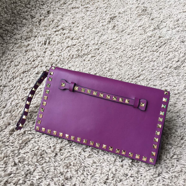 2018新作【Valentino ヴァレンティノスーパーコピー】Rockstudクラッチ Purple IW8B0399NWB