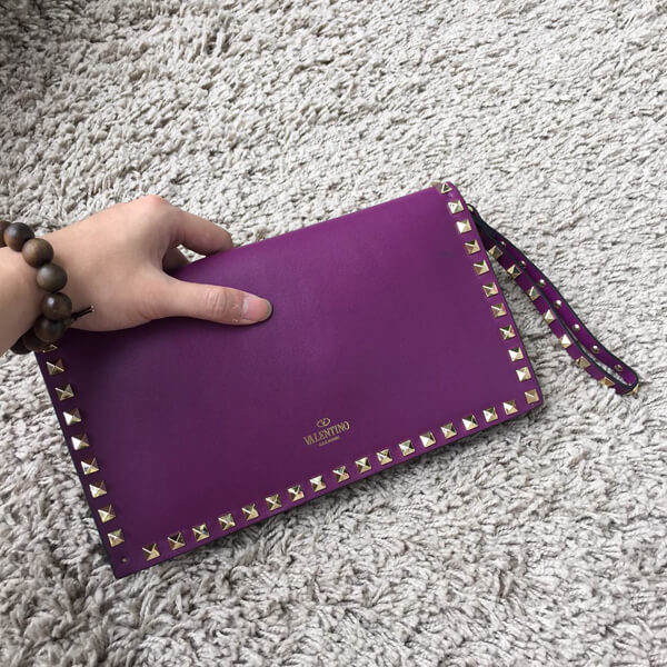 2018新作【Valentino ヴァレンティノスーパーコピー】Rockstudクラッチ Purple IW8B0399NWB