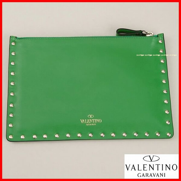 2018新作 【Valentino ヴァレンティノスーパーコピー】RockstudクラッチバッグＭ Green