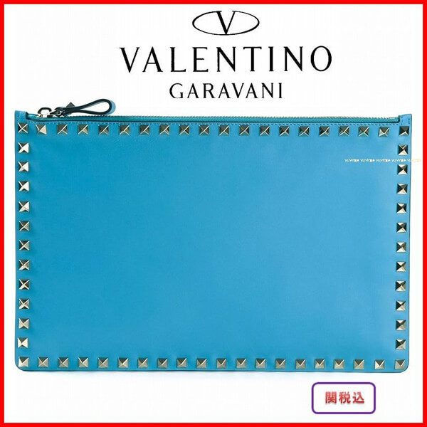 2018新作 【Valentino ヴァレンティノスーパーコピー】RockstudクラッチバッグＬ Blue