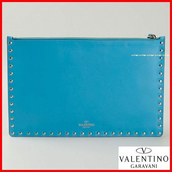 2018新作 【Valentino ヴァレンティノスーパーコピー】RockstudクラッチバッグＬ Blue