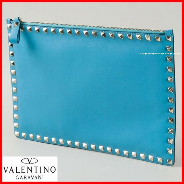 2018新作 【Valentino ヴァレンティノスーパーコピー】RockstudクラッチバッグＬ Blue