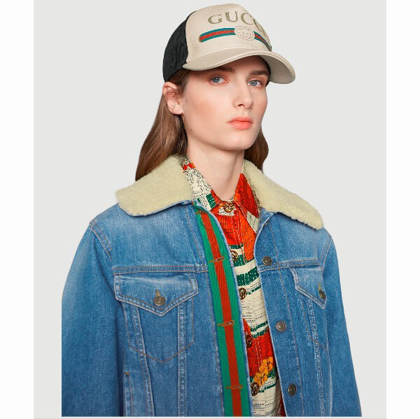 2018-19AW グッチスーパーコピー プリント レザー ベースボールハット 426887 4HD93 9060