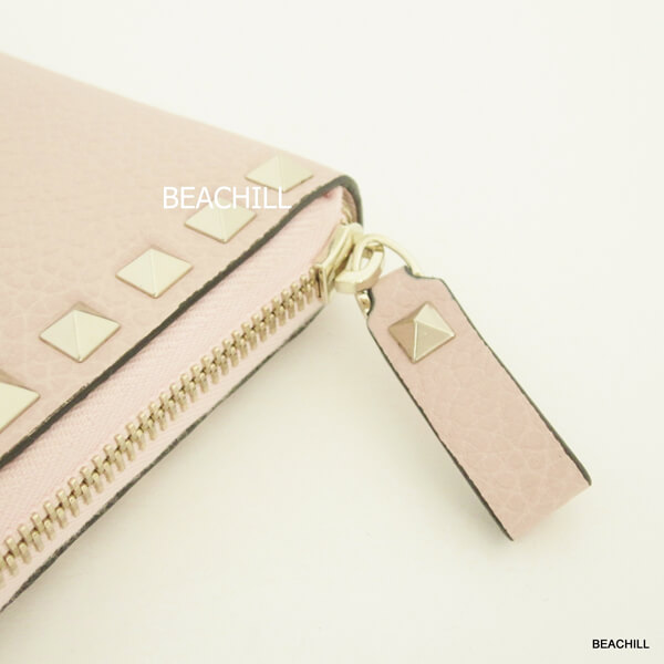 ヴァレンティノスーパーコピー VALENTINO☆RockStudグレインカーフ長財布“ROSE”LW0P0079VSH