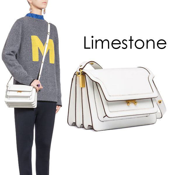 2018SS 滝沢さん愛用【Marni】マルニ バッグコピー★TRUNK bag in Saffiano★バッグ SBMPN09U02LV52000W04　Limestone