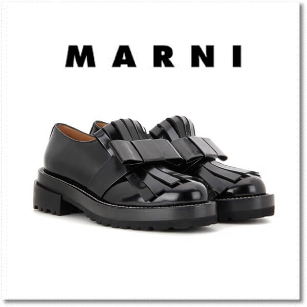 2018新作 甘辛ミックス☆MARNI(マルニコピー)18-19AW!! ブラックレザーmocassin