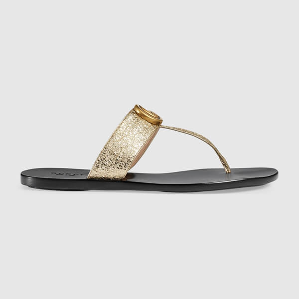 グッチスーパーコピー★2019新作限定★レザー トング サンダル ダブルG付 LEATHER THONG SANDAL WITH DOUBLE G_497444 0B7N0 7100