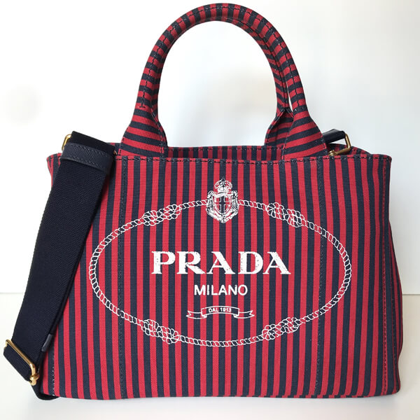 お洒落♪♪☆《PRADAプラダ》ボーダー 2WAYトートバッグ 1BG155