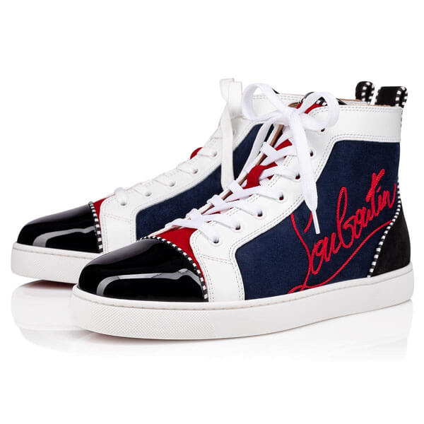 関税込! Christian Louboutin Navy  ハイカット スニーカー 1200894CMA3