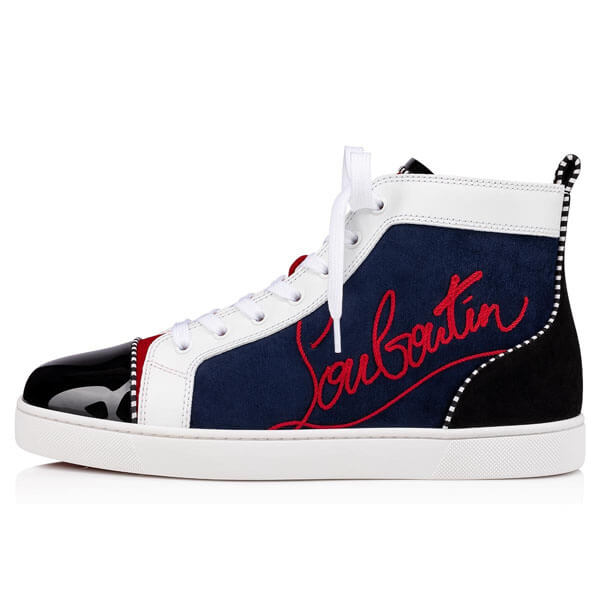 関税込! Christian Louboutin Navy  ハイカット スニーカー 1200894CMA3