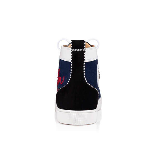 関税込! Christian Louboutin Navy  ハイカット スニーカー 1200894CMA3