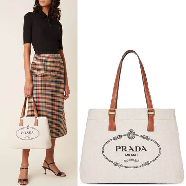 【即発＆送料無料】PRADA リネンブレンドレザーラージトート 1BG355_2DLI_F0A5T