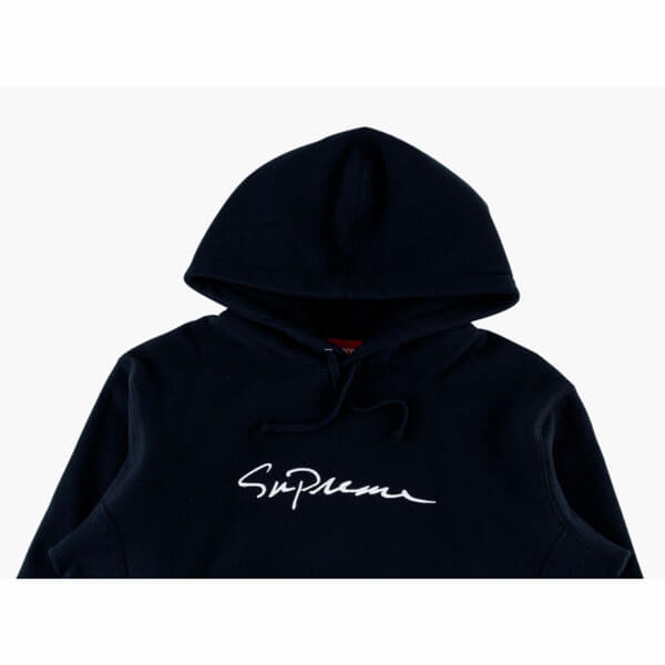 入手困難！シュプリーム パーカー 偽物 シュプリーム Classic Script Hooded Sweatshirt Navy