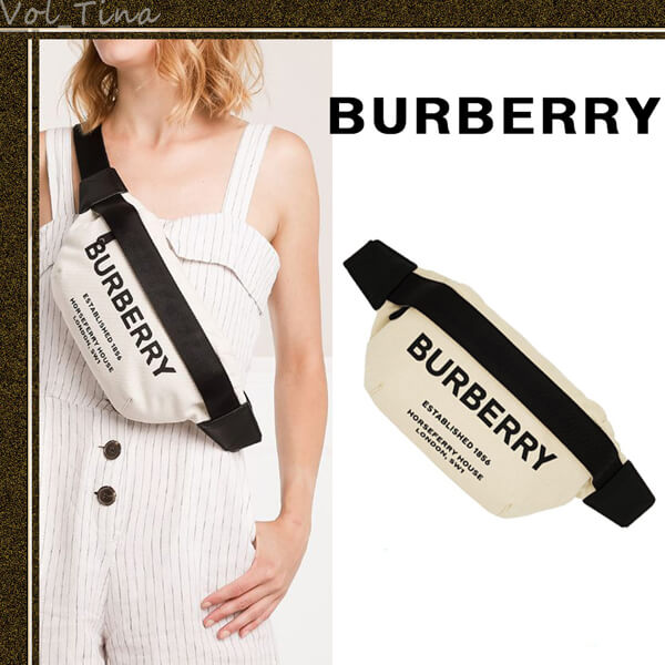 BURBERRY バーバリー ウエストポーチ コピー ロゴ キャンバス ベルトバッグ