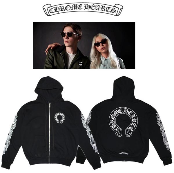 2020新作!!【CHROME HEARTS 】HDZP U CL-3F ジップ Chrome Hearts クロムハーツパーカー コピー 黒