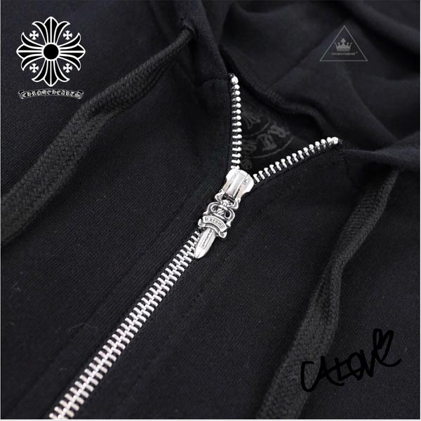 2020新作 日本未入荷 十Chrome Hearts クロムハーツパーカー 偽物【レタースリーブ/フーディ】ブラック◆CHレター