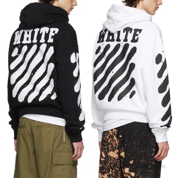 ホワイト オフ ホワイト レプリカ パーカー OFF WHITE★19AW★Incomplete Spray paintフーディ