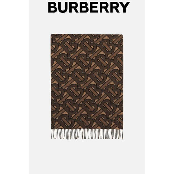 Burberry☆モノグラム カシミア ジャカードスカーフ マフラー Dark Mocha