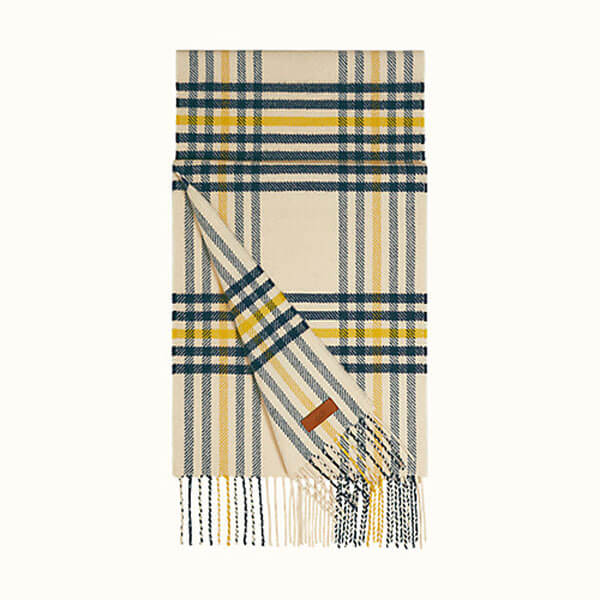 エルメス★Blanket Check Scarf ★ カシミヤマフラー H259031S