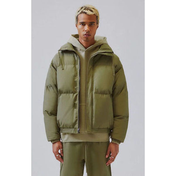 FW21 FOG FEAR OF GOD ESSENTIALS PUFFER JACKET OLIVE 緑