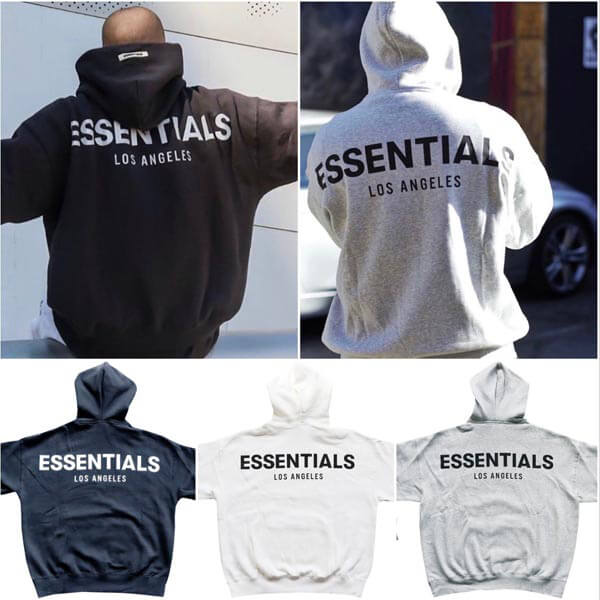 限定！エッセンシャルズ ロサンゼルス 偽物 LAFear of God Essentials Pullover Hoodie リフレクターロゴ