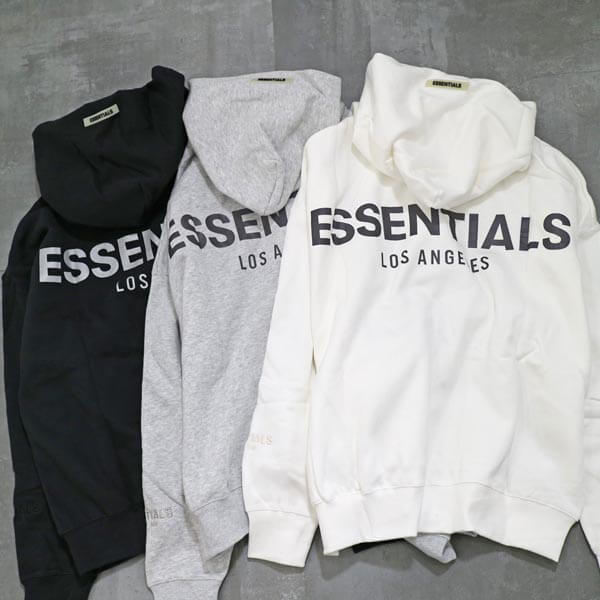 限定！エッセンシャルズ ロサンゼルス 偽物 LAFear of God Essentials Pullover Hoodie リフレクターロゴ