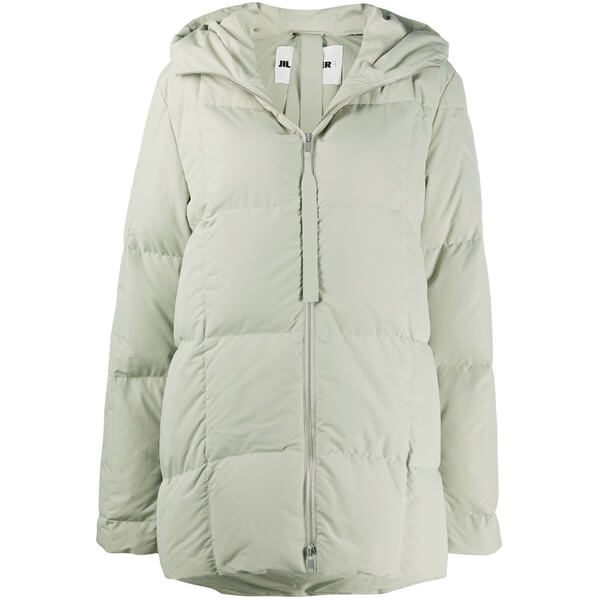 JIL SANDER = HOODED DOWN JACKET LIGHT GREY GREEN ダウンJKT