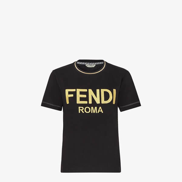 【フェンディ】フェンディROMA コットンジャージー ロゴTシャツ 偽物FS7254AC6BF0