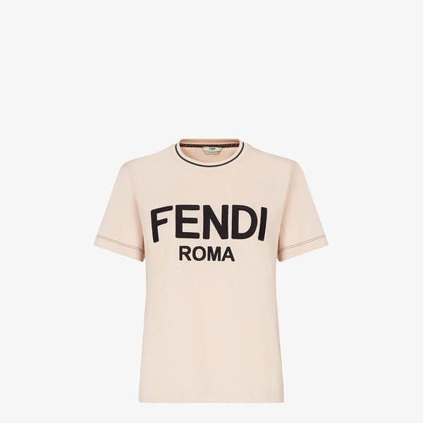 【フェンディ】フェンディROMA コットンジャージー ロゴTシャツ 偽物FS7254AC6BF0