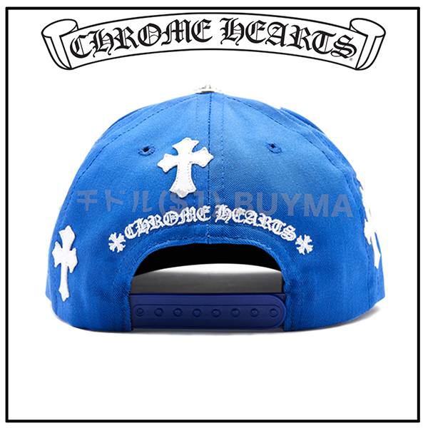 クロムハーツ BLUE BASEBALL CAP WHITE CROSS PATCH キャップ コピー