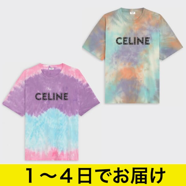 ☆国内未入荷☆スタッズ付き セリーヌ tシャツ コピー 偽物タイダイ セリーヌプリント 2X687956M