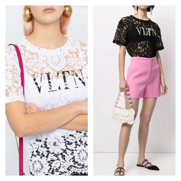 VALENTINO *ヴァレンティノ* VLTN ロゴ レースＴシャツ VB3MG10K6490NI/VB3MG10K649A01