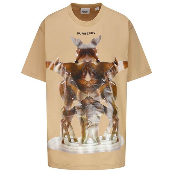 【バーバリー】ディアプリント コットンTシャツ 偽物