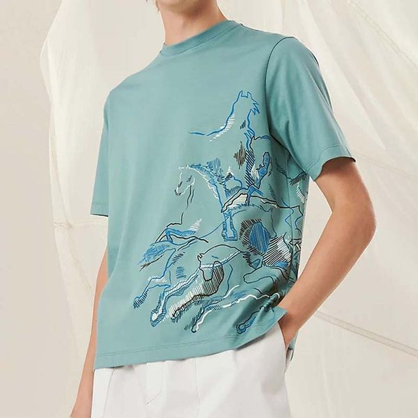 エルメス Cavalcade ロゴTシャツ 半袖 コットン 偽物 4色 H257830HA90SM