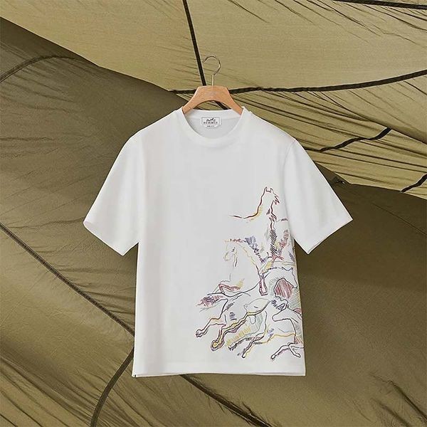 エルメス Cavalcade ロゴTシャツ 半袖 コットン 偽物 4色 H257830HA90SM